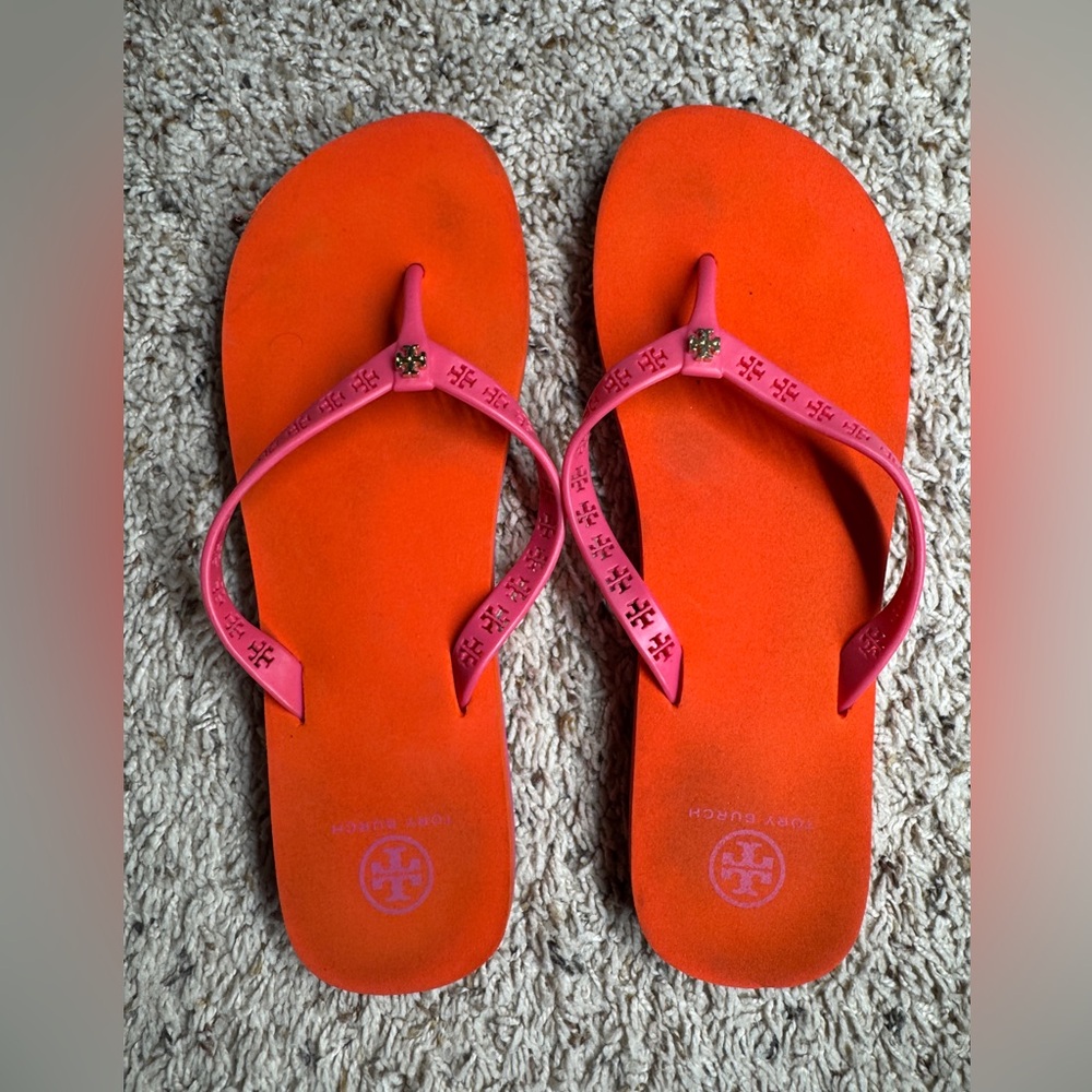 Tory Burch Orange Flip Flops size 10M